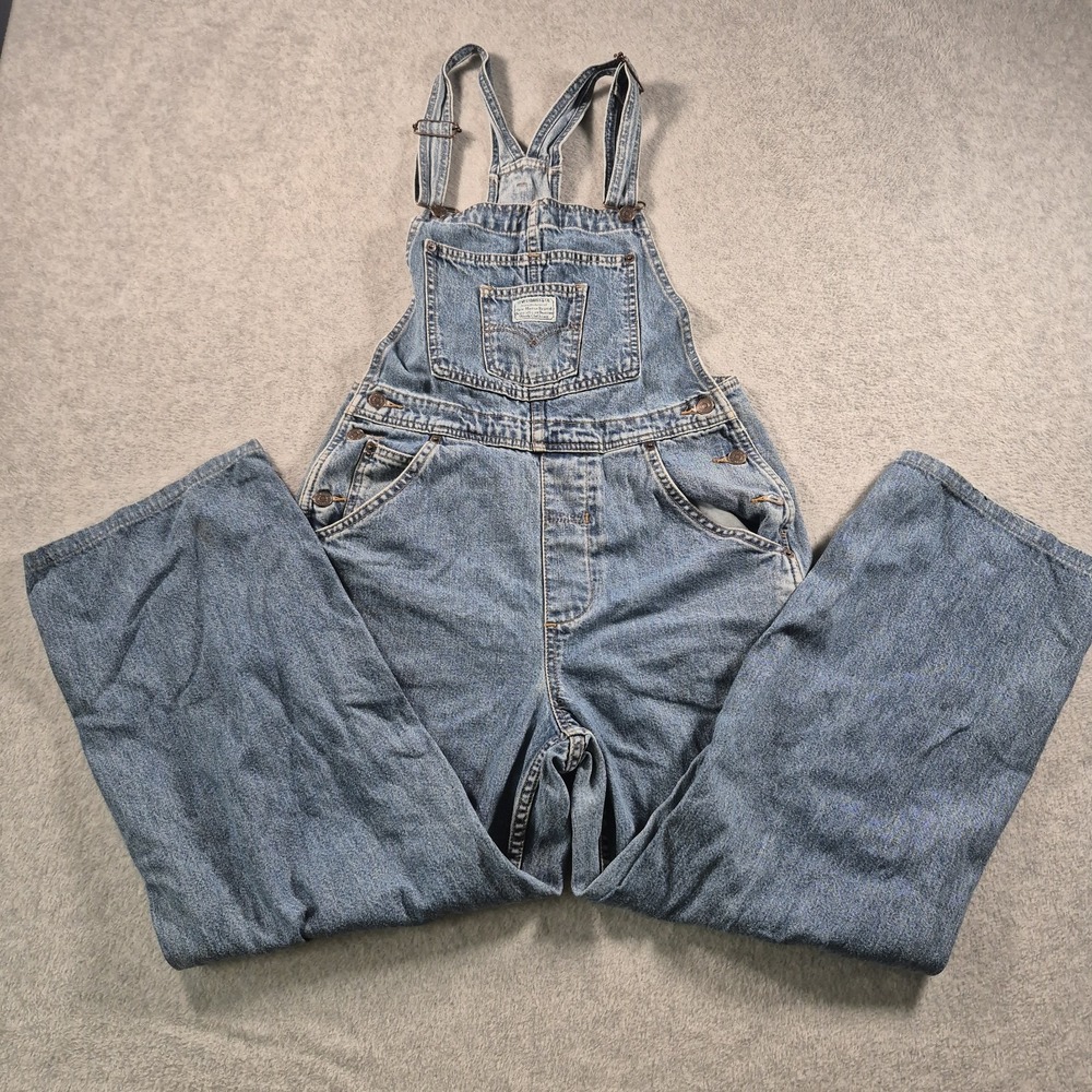 Levis Overalls Womens Medium Blue Denim Bib Adjustable Strap 90s Vintage
